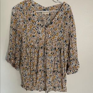 Cynthia Rowley Floral Blouse - Yellow and Blue